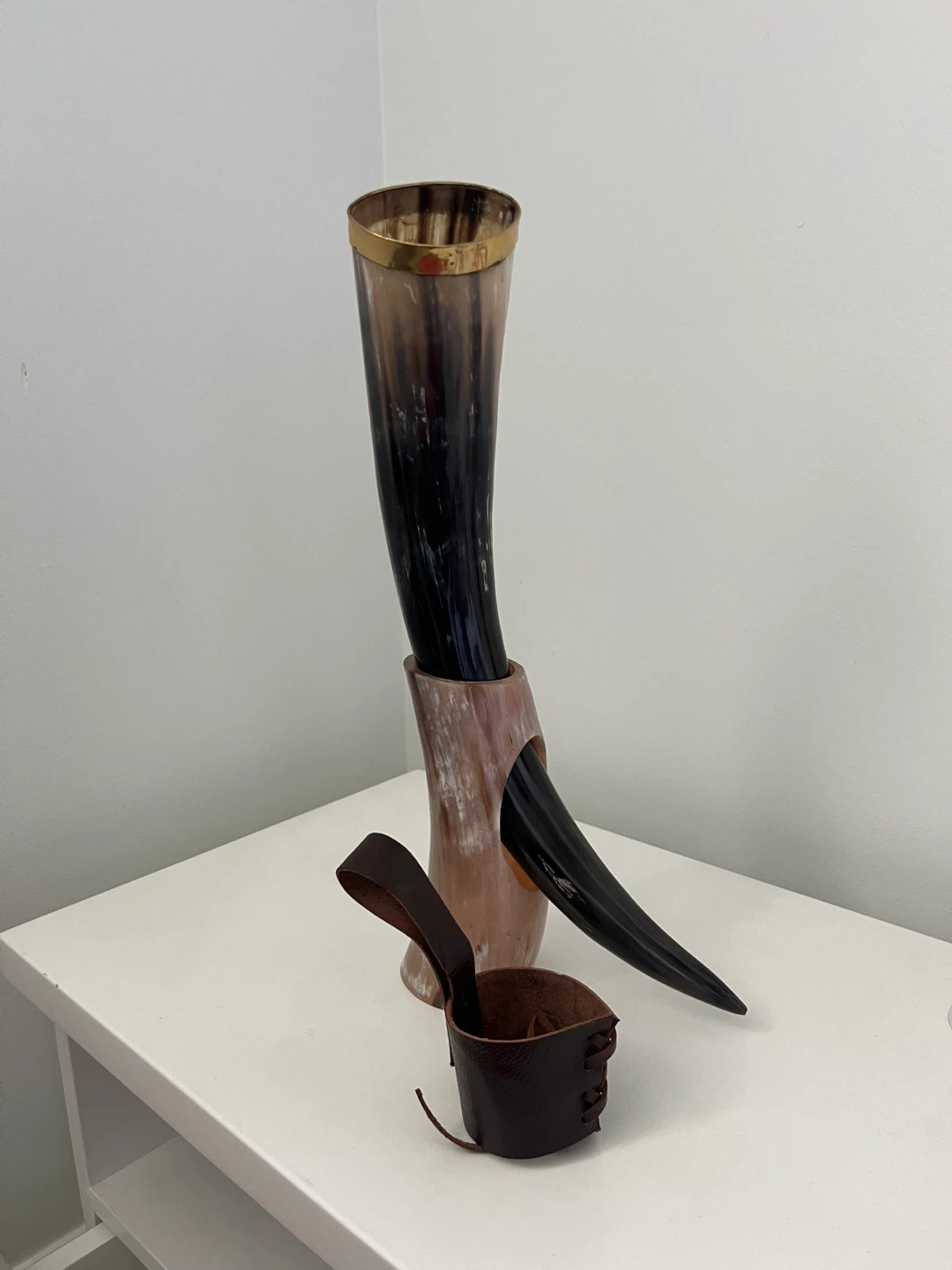 Fenrir Viking Drinking Horn with Stand and Pouch - photo 3