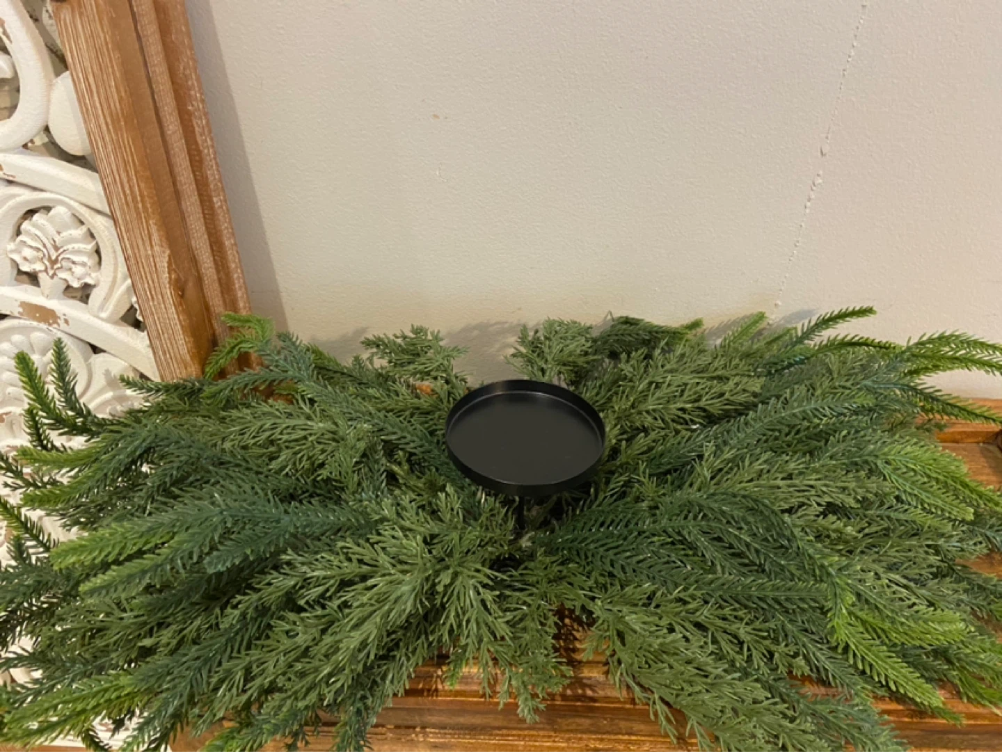 New Norfolk Pine and Cedar Centerpiece with Candle Holder - photo 2