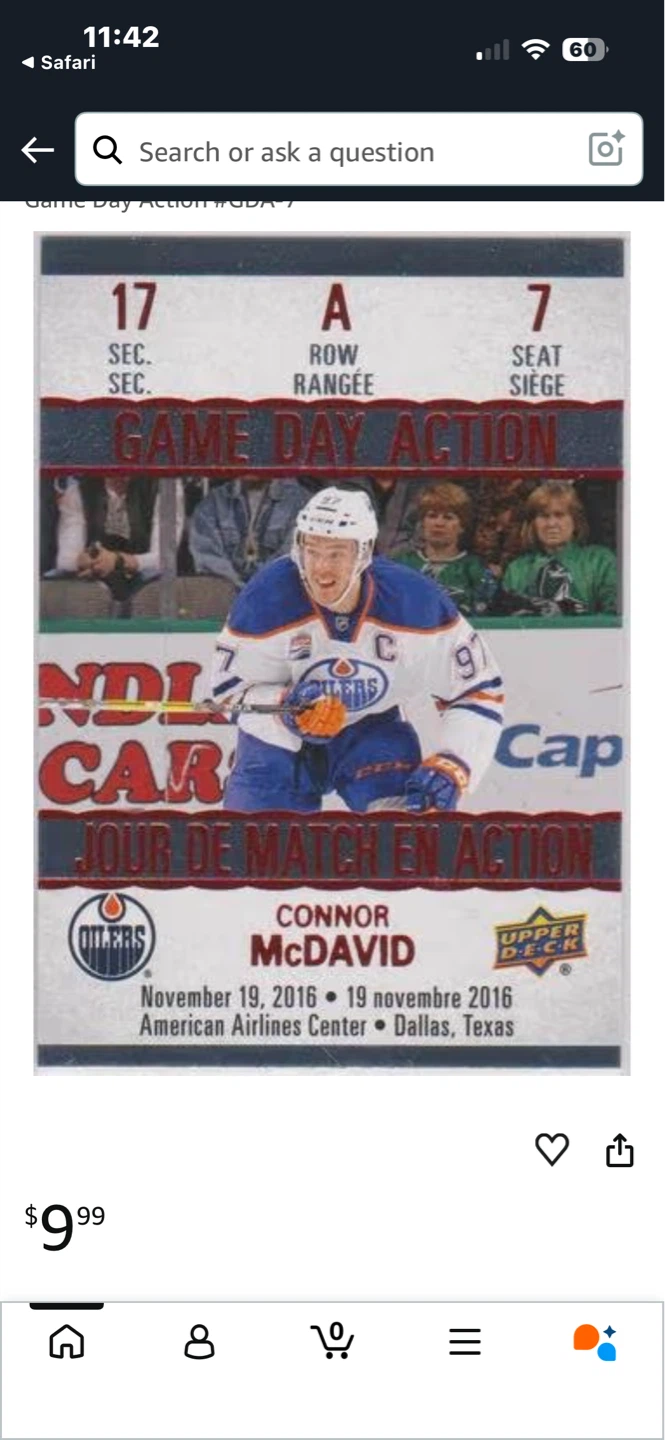 Connor McDavid Game Day Action Hockey Card - photo 3
