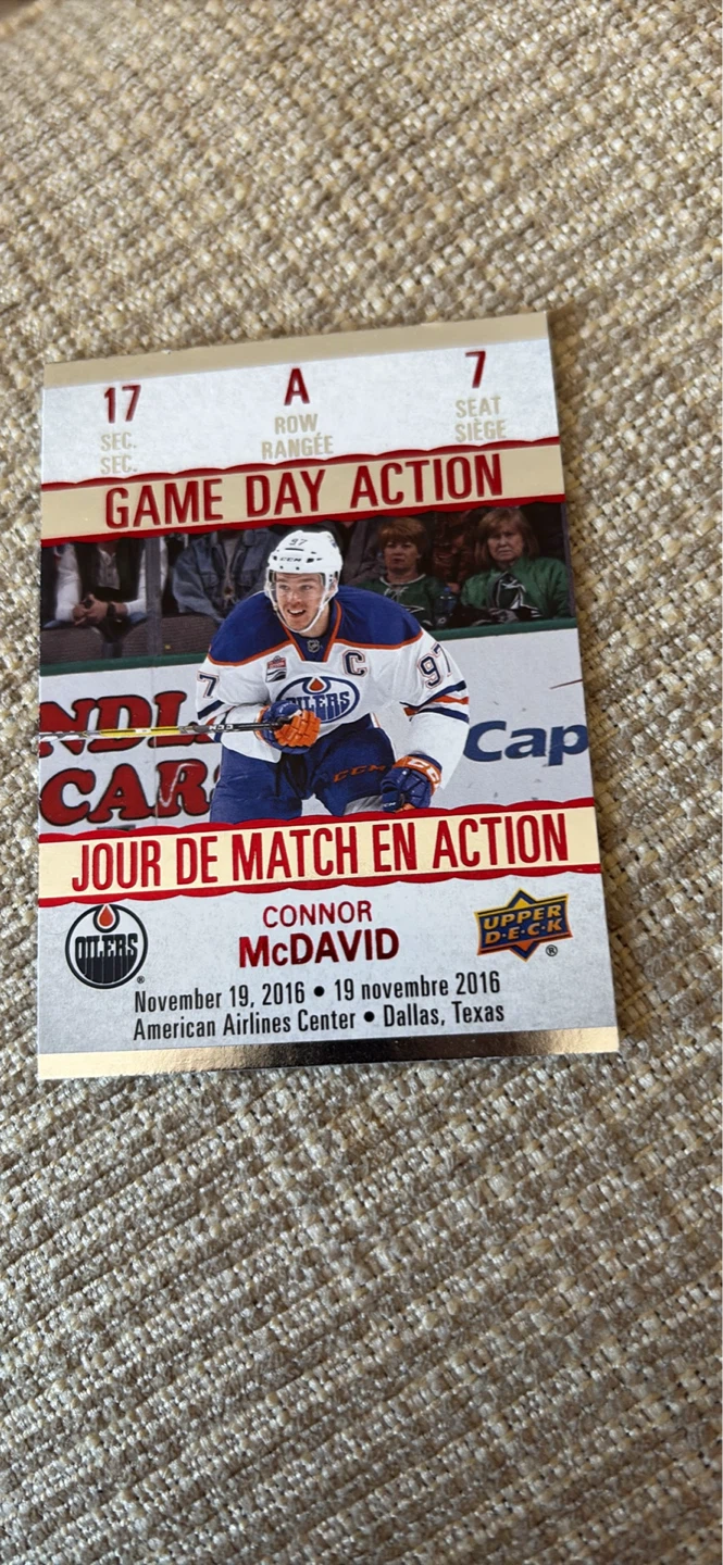 Connor McDavid Game Day Action Hockey Card