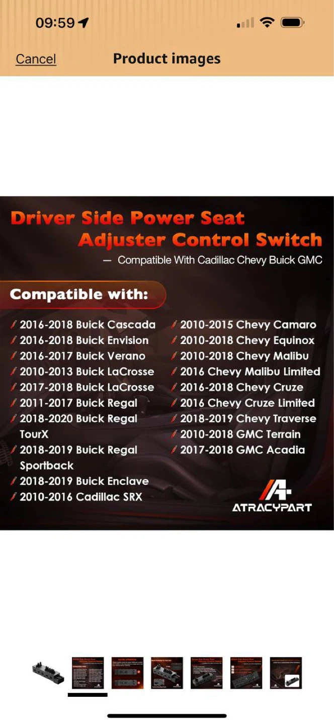 Chevy GMC Buick Cadillac Power Seat Control Switch – Driver Side - photo 2