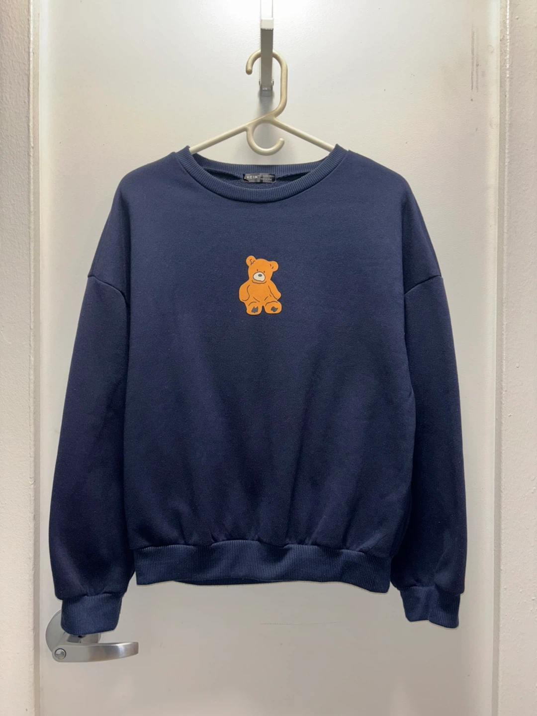 SHEIN Navy Blue Teddy Bear Graphic Sweatshirt Size L