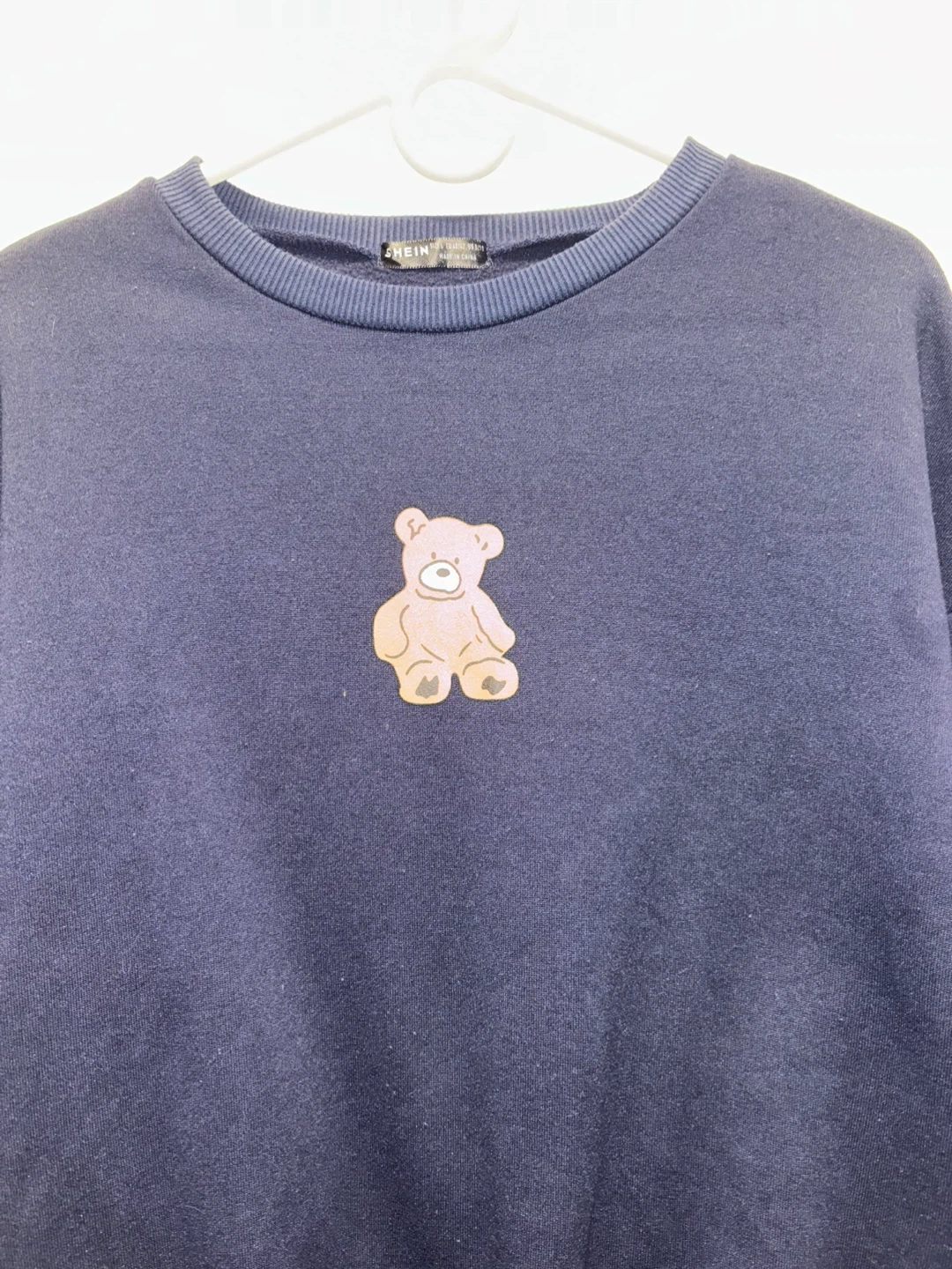 SHEIN Navy Blue Teddy Bear Graphic Sweatshirt Size L - photo 3