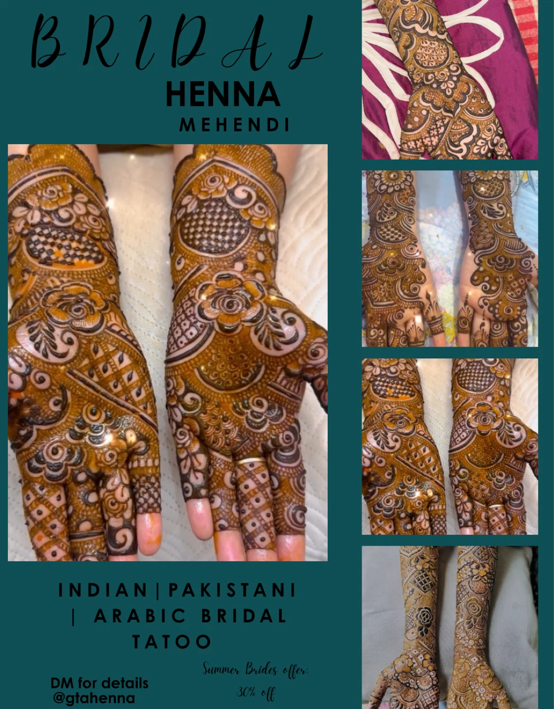 Bridal Indian Pakistani Arabic Bridal Henna Mehendi Tattoo