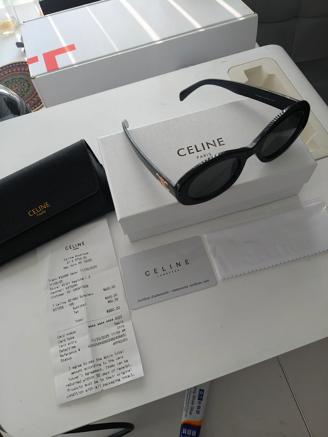 Celine Cat Eye Sunglasses CL4019U 01A Black - photo 2