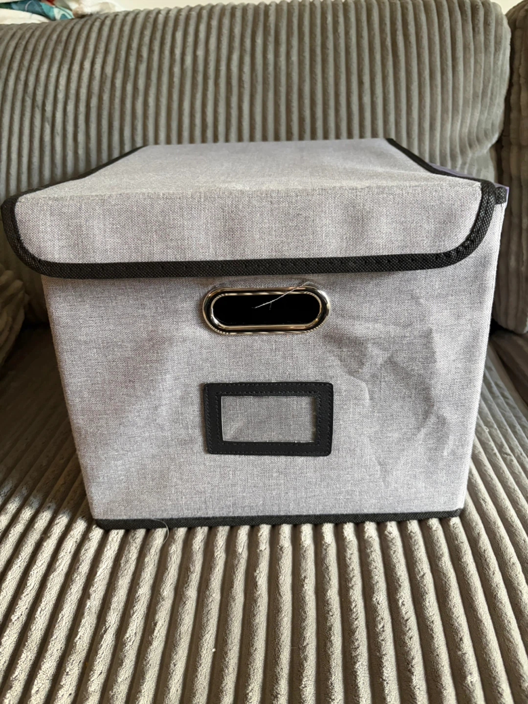 Large Fabric File Folder Storage Box with Lid - photo 4