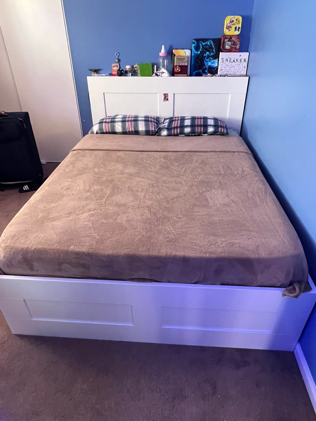 Ikea White Queen Bed Frame with Storage Drawers - photo 2