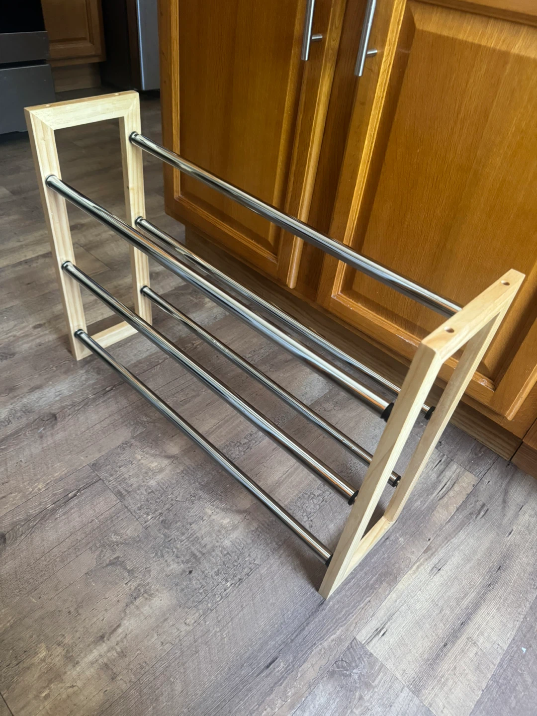 Wooden and Metal 3 Tier Expandable Shoe Rack