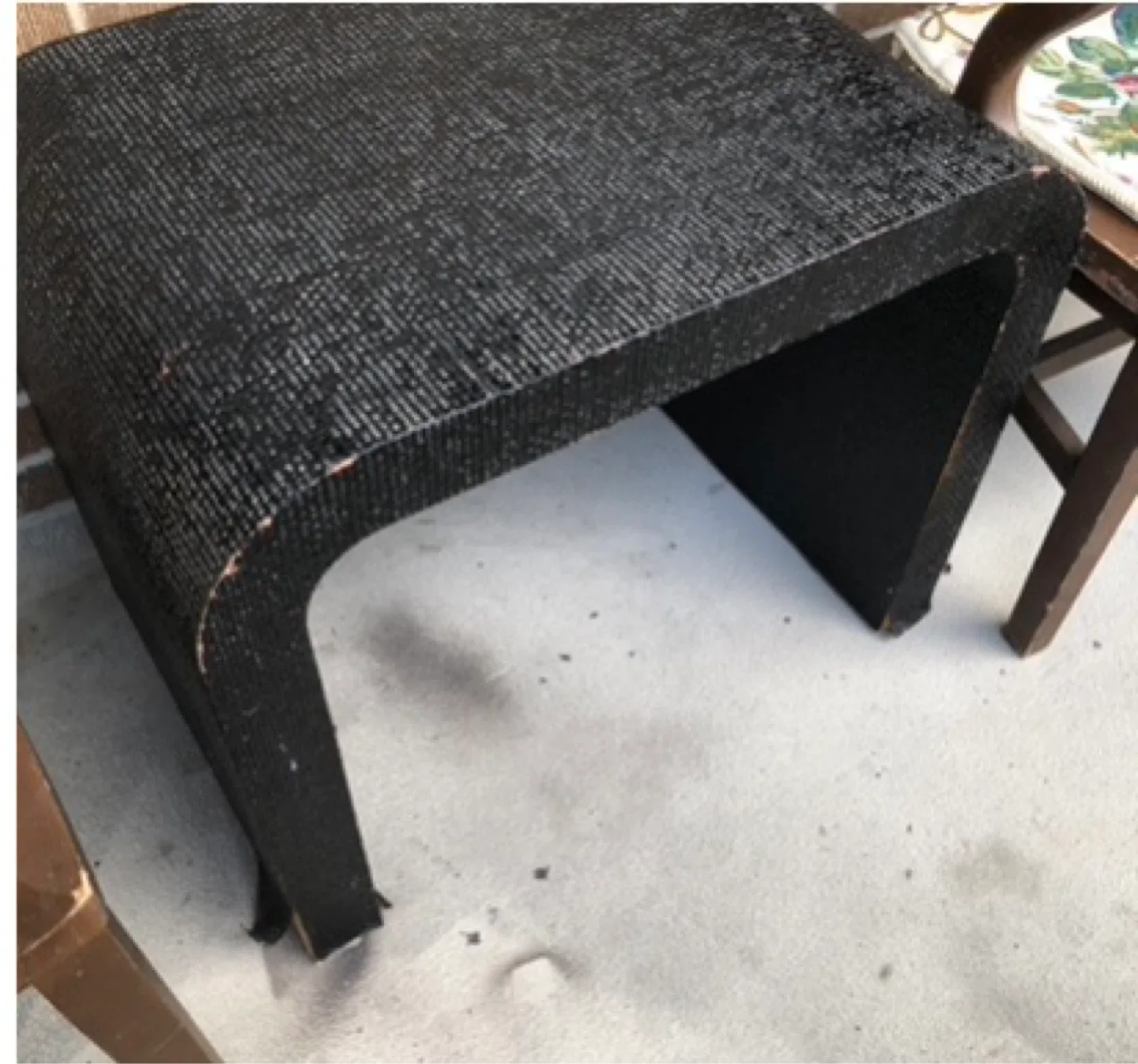 Black Rattan Waterfall Side Table