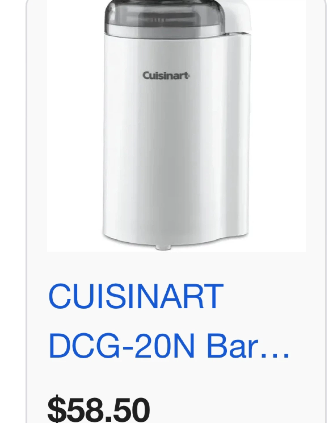 Coffee bean and Cuisinart Grinder