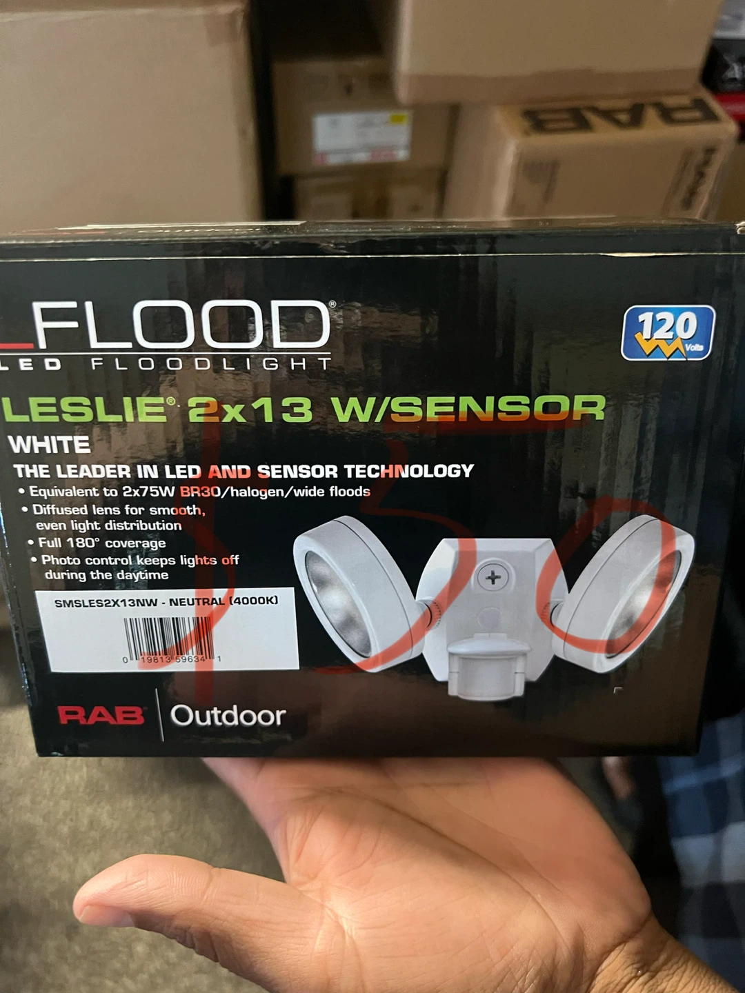 RAB Flood LED Floodlight with Sensor - White