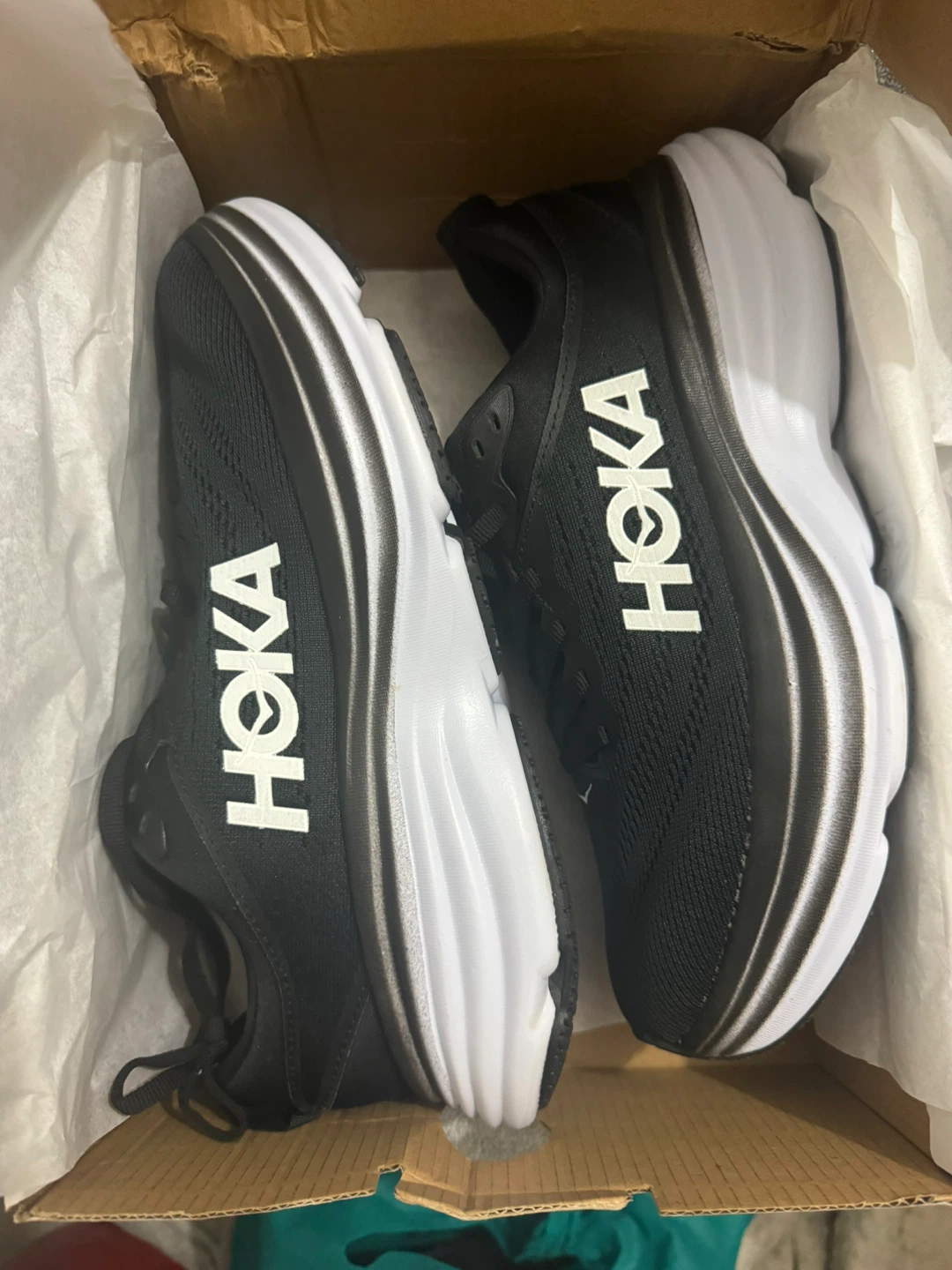 Hoka Bondi 8 Running Shoes - Black/White