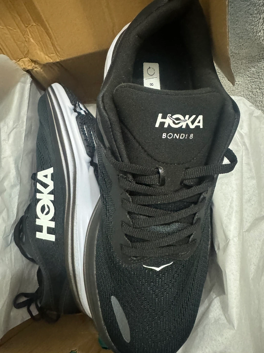 Hoka Bondi 8 Running Shoes - Black/White - photo 2