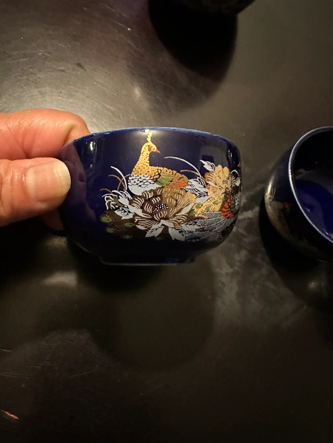 Blue Porcelain Tea Set with Peacock Design - photo 4