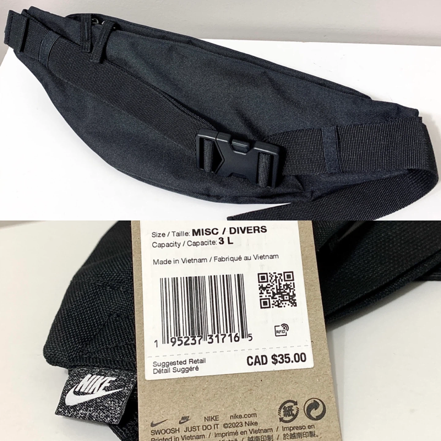 Nike Club Cap and Waist Pack 3L Bag Black/White (2 Pieces) NEW - photo 4