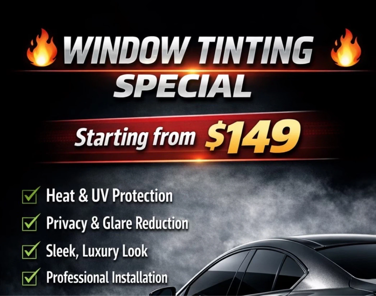 ♻️WINDOW TINTING SERVICE FROM $149 ANY SHADE OF TINT