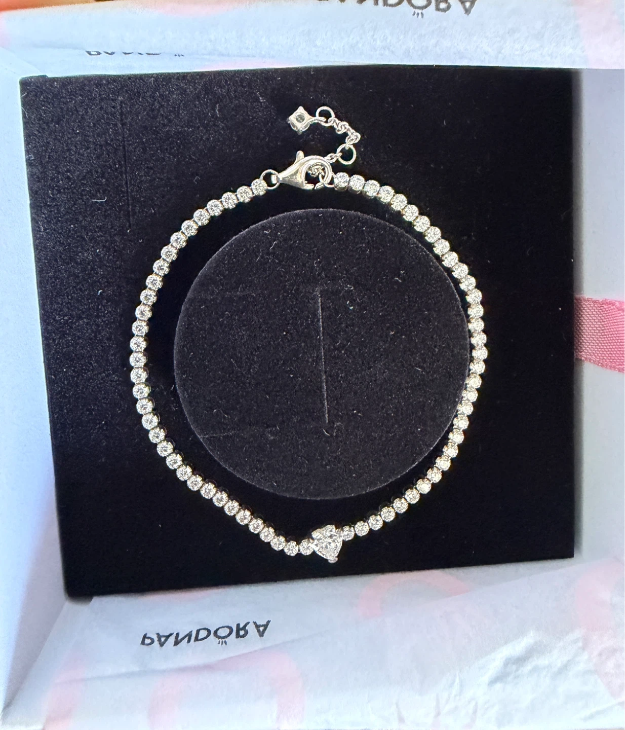 Pandora Sparkling Heart Tennis Bracelet - Never Worn!