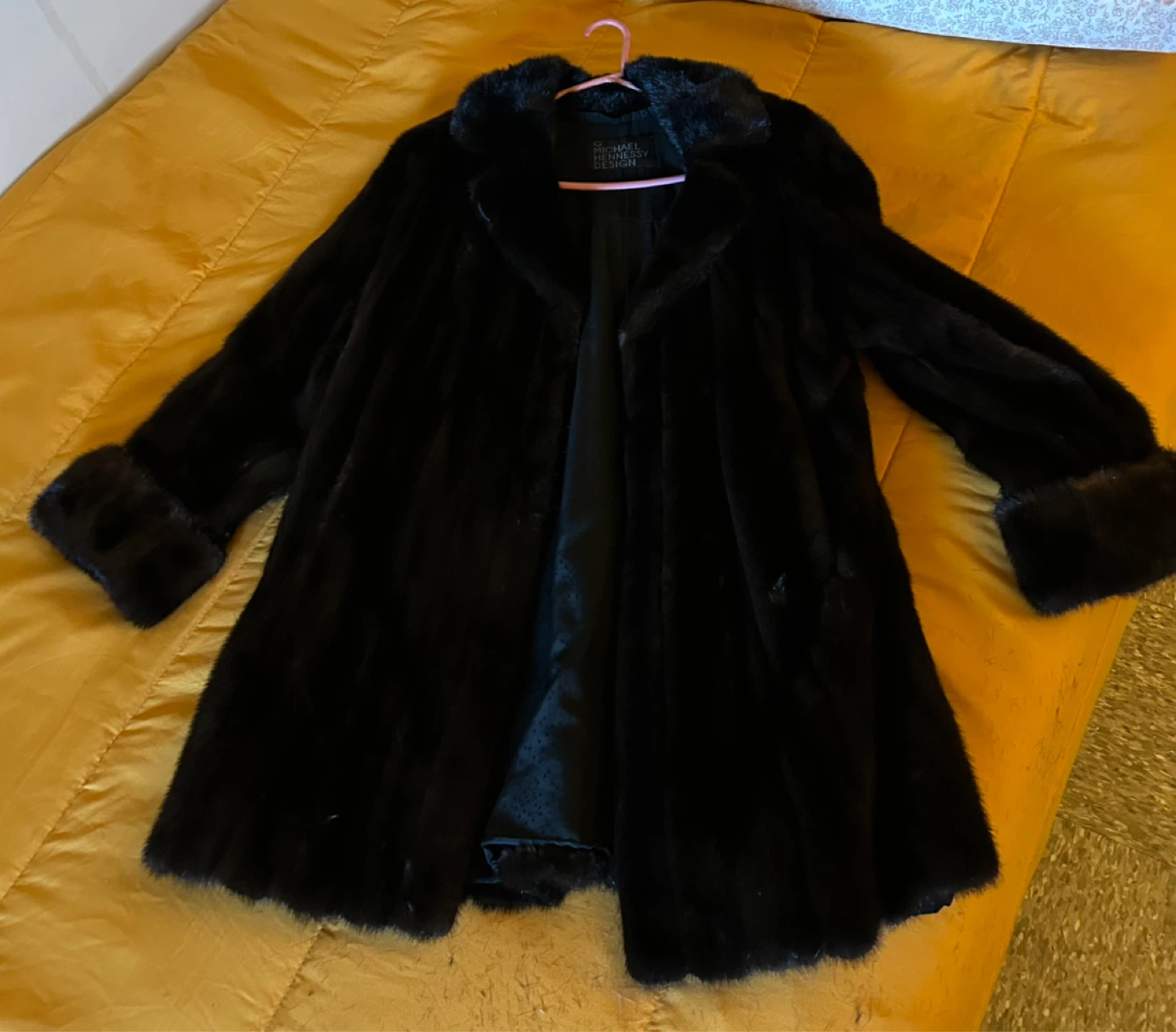 Michael Hennessy Designs Black Faux Fur Coat