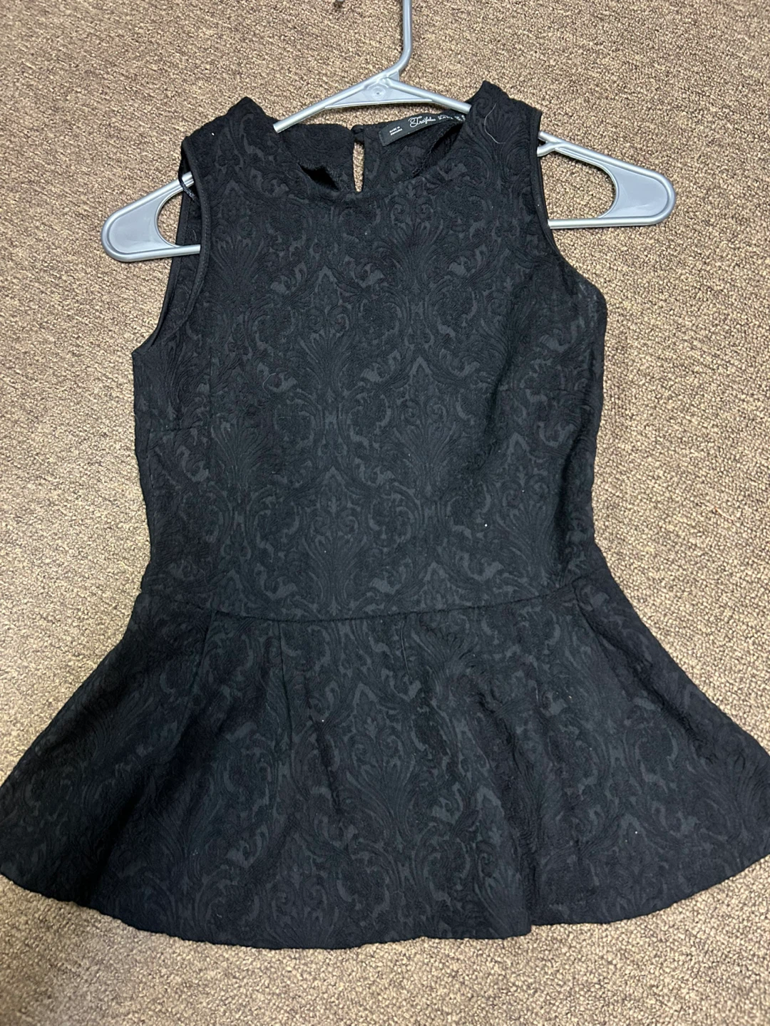 Black Jacquard Peplum Top - Zara TRF