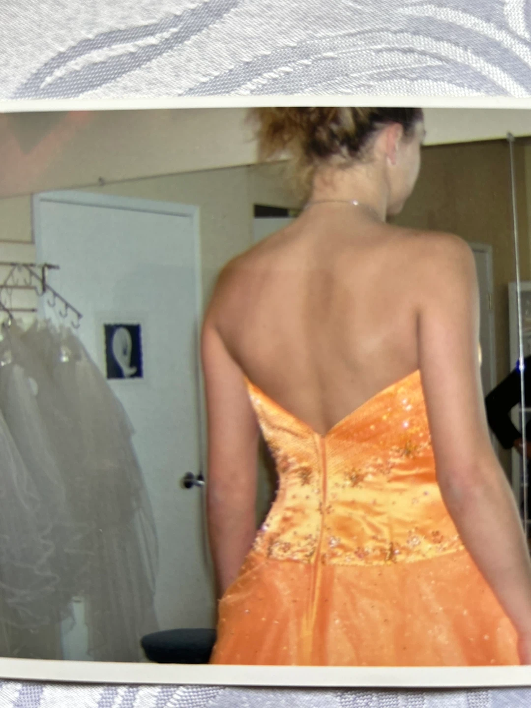 Orange Sequin Ball Gown with Matching Purse - photo 3