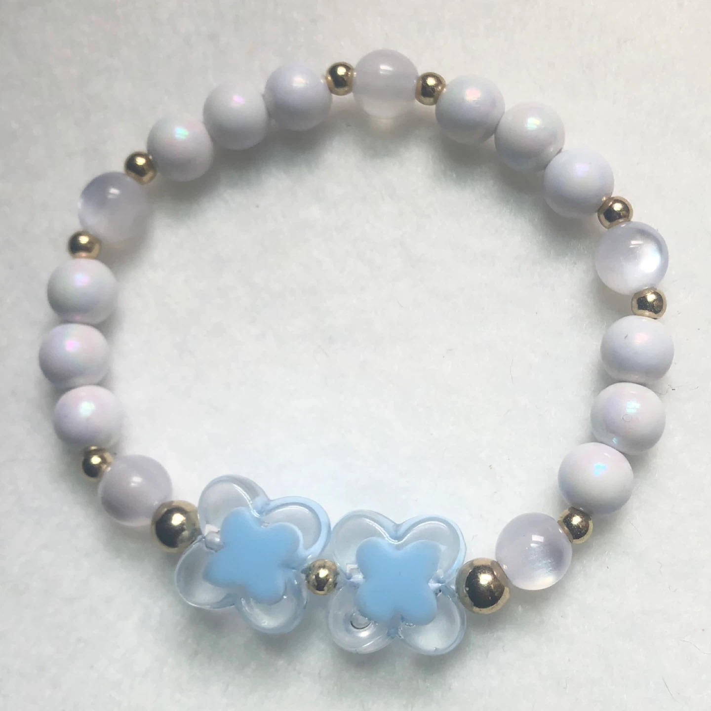 Blue Flower Beaded Bracelet - photo 3