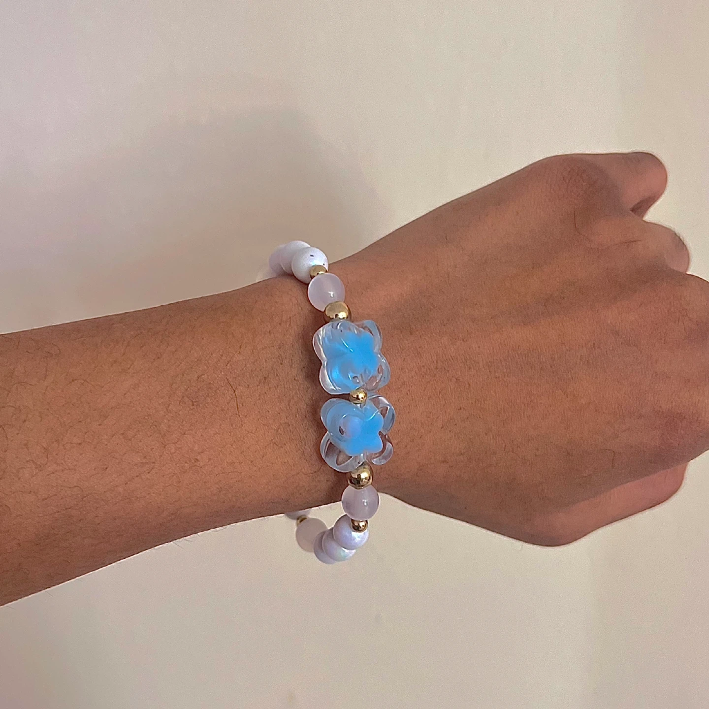 Blue Flower Beaded Bracelet - photo 2