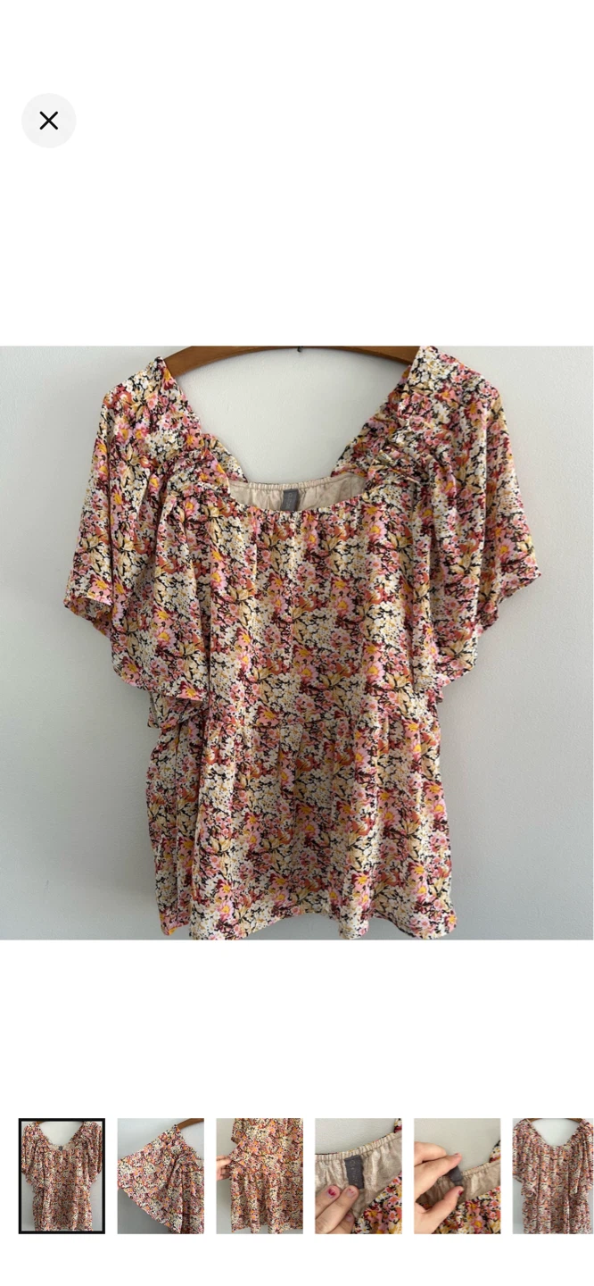Culture Floral Print Square Neck Blouse - Size S