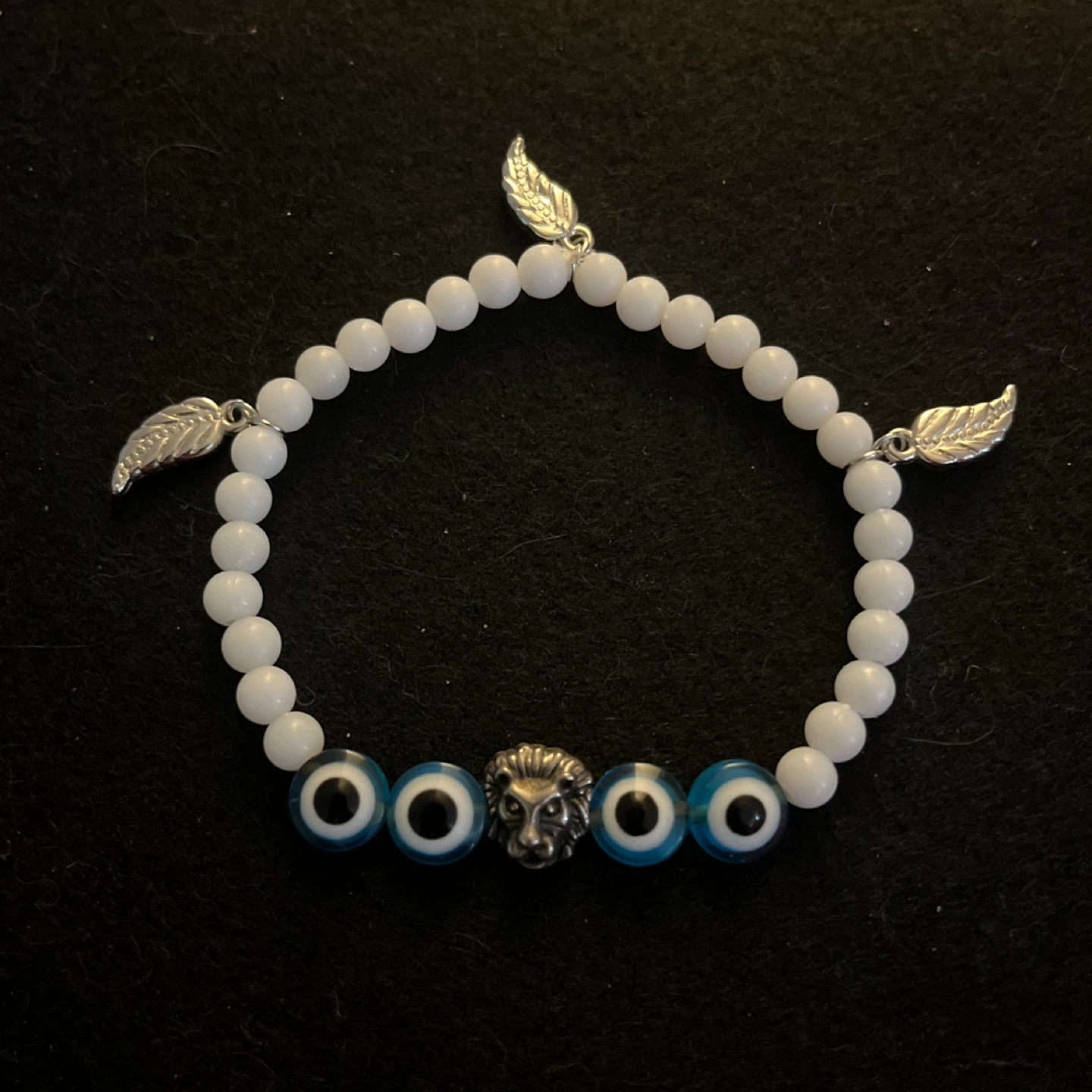 Evil Eye Bracelet with Lion Charm