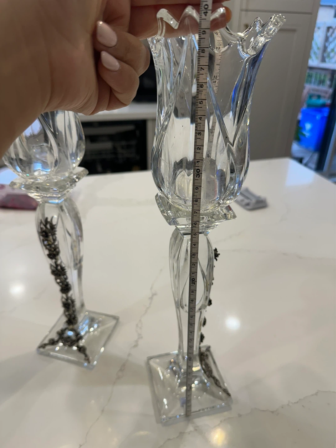 Pair of Crystal Tulip Candlesticks