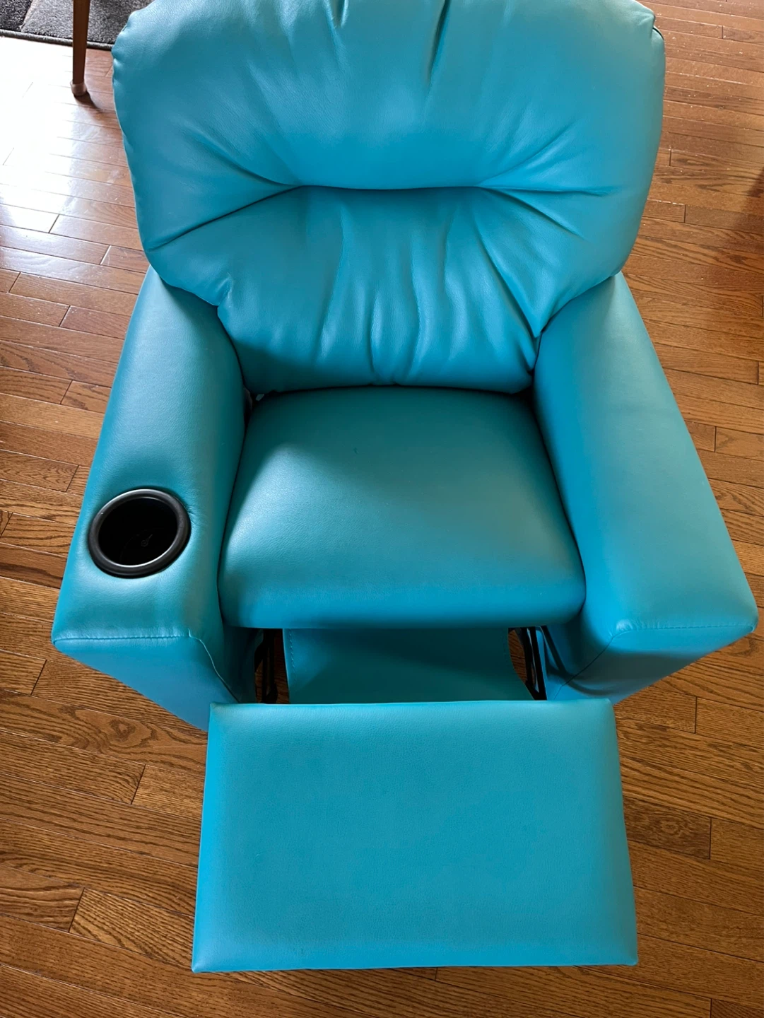 Turquoise Recliner with Cup Holder
