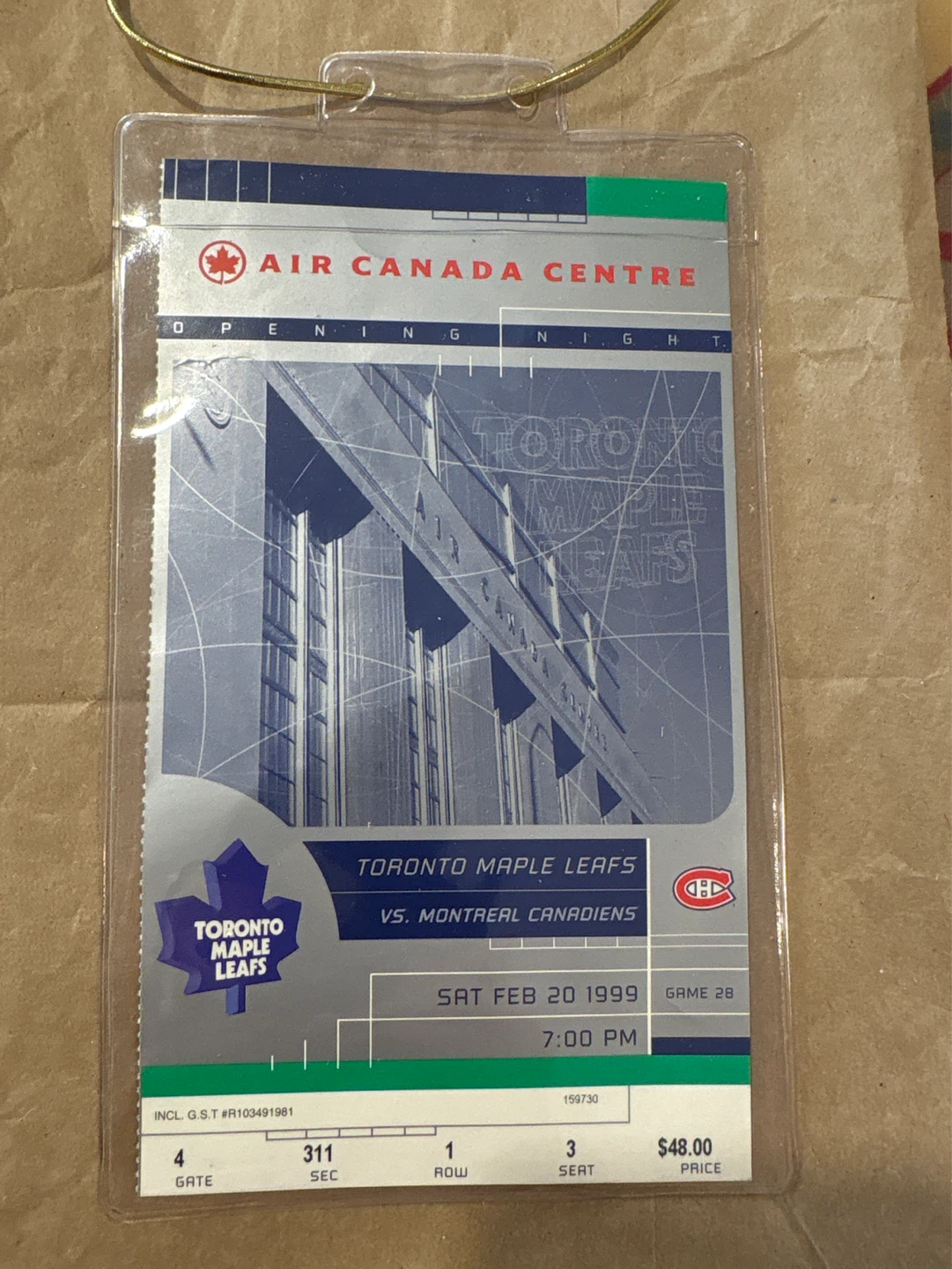 Toronto Maple Leafs vs Montreal Canadiens Ticket - Feb 20, 1999
