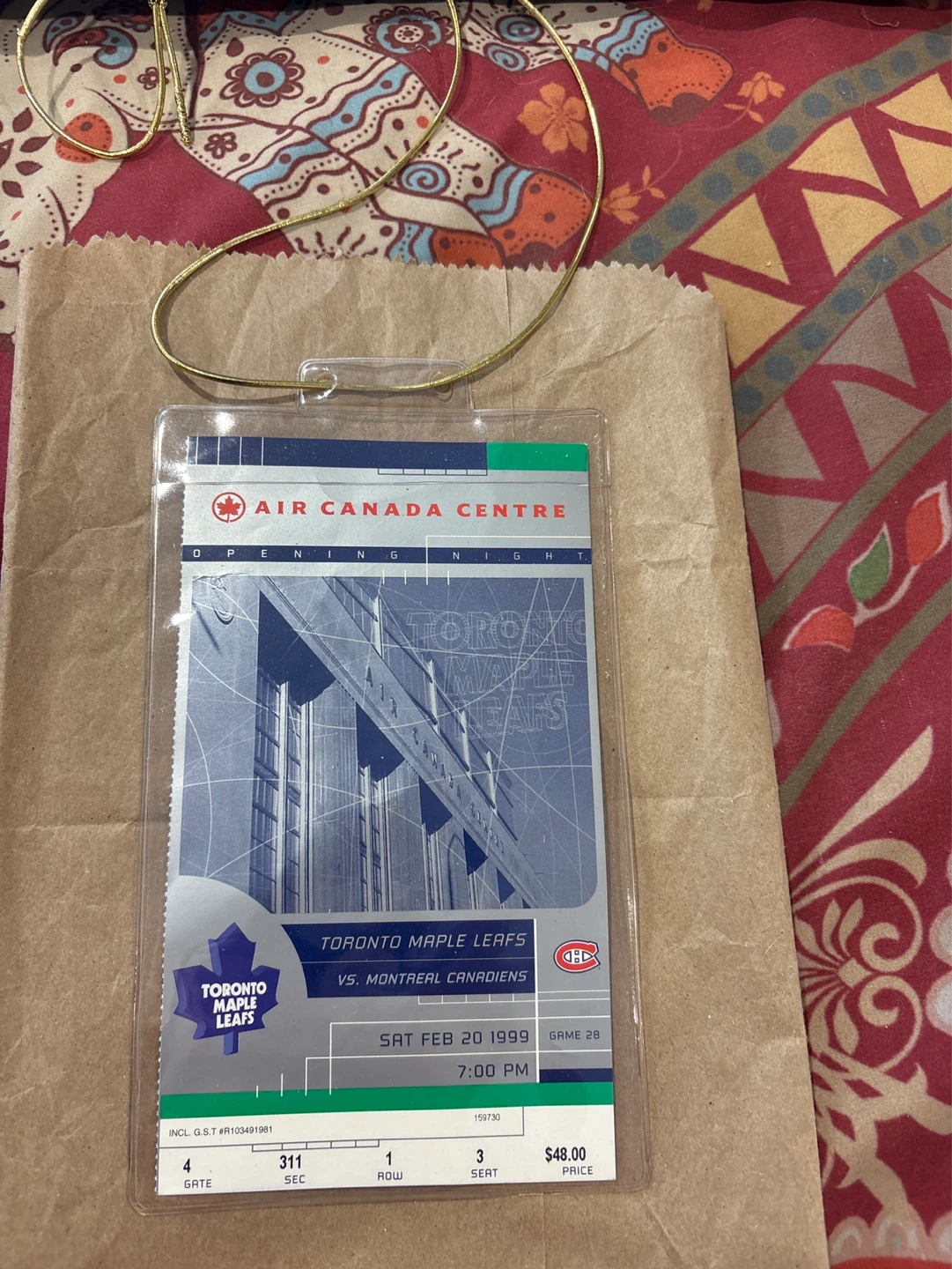 Toronto Maple Leafs vs Montreal Canadiens Ticket - Feb 20, 1999 - photo 2