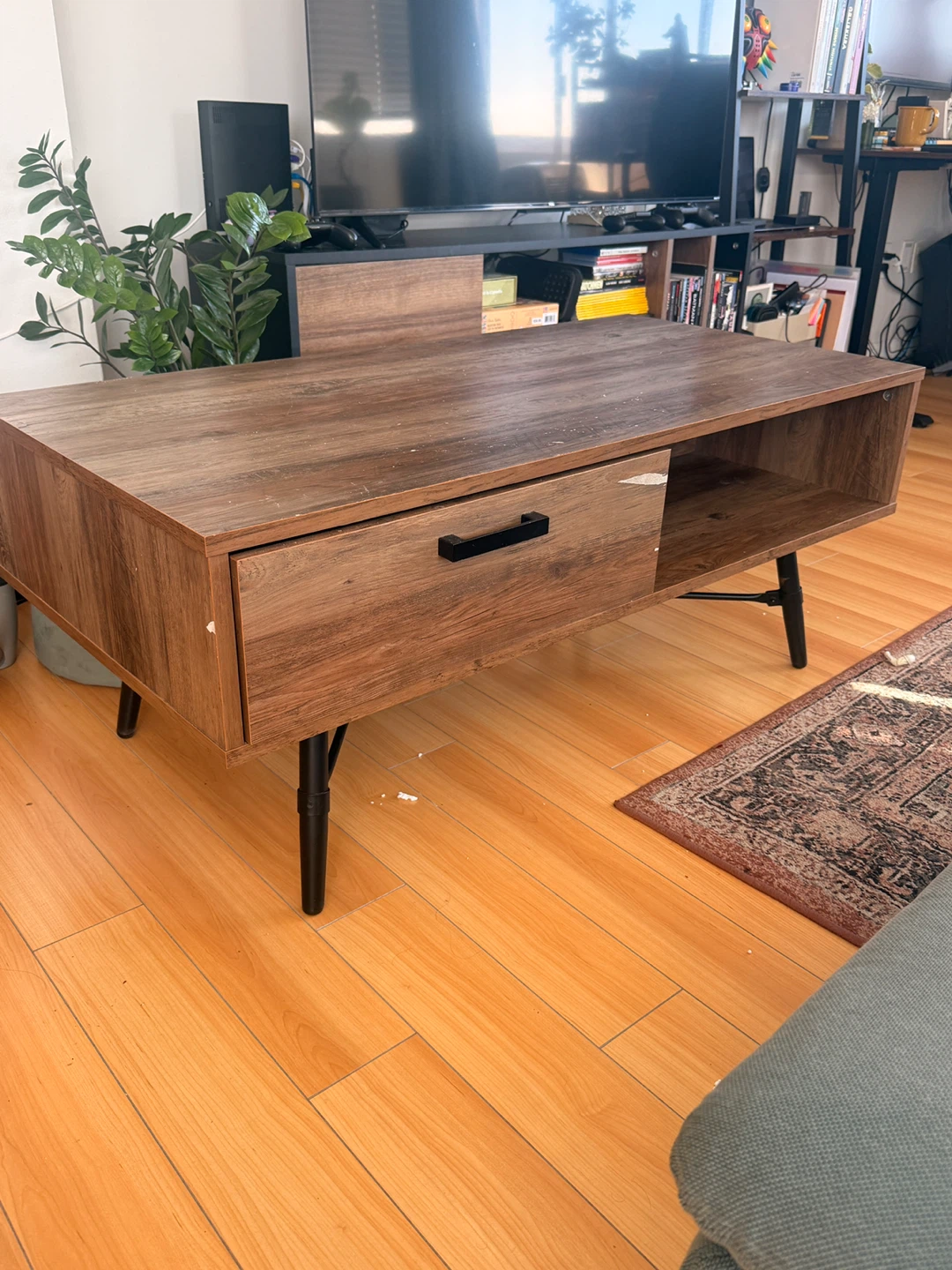 Wood Coffee Table with Drawer