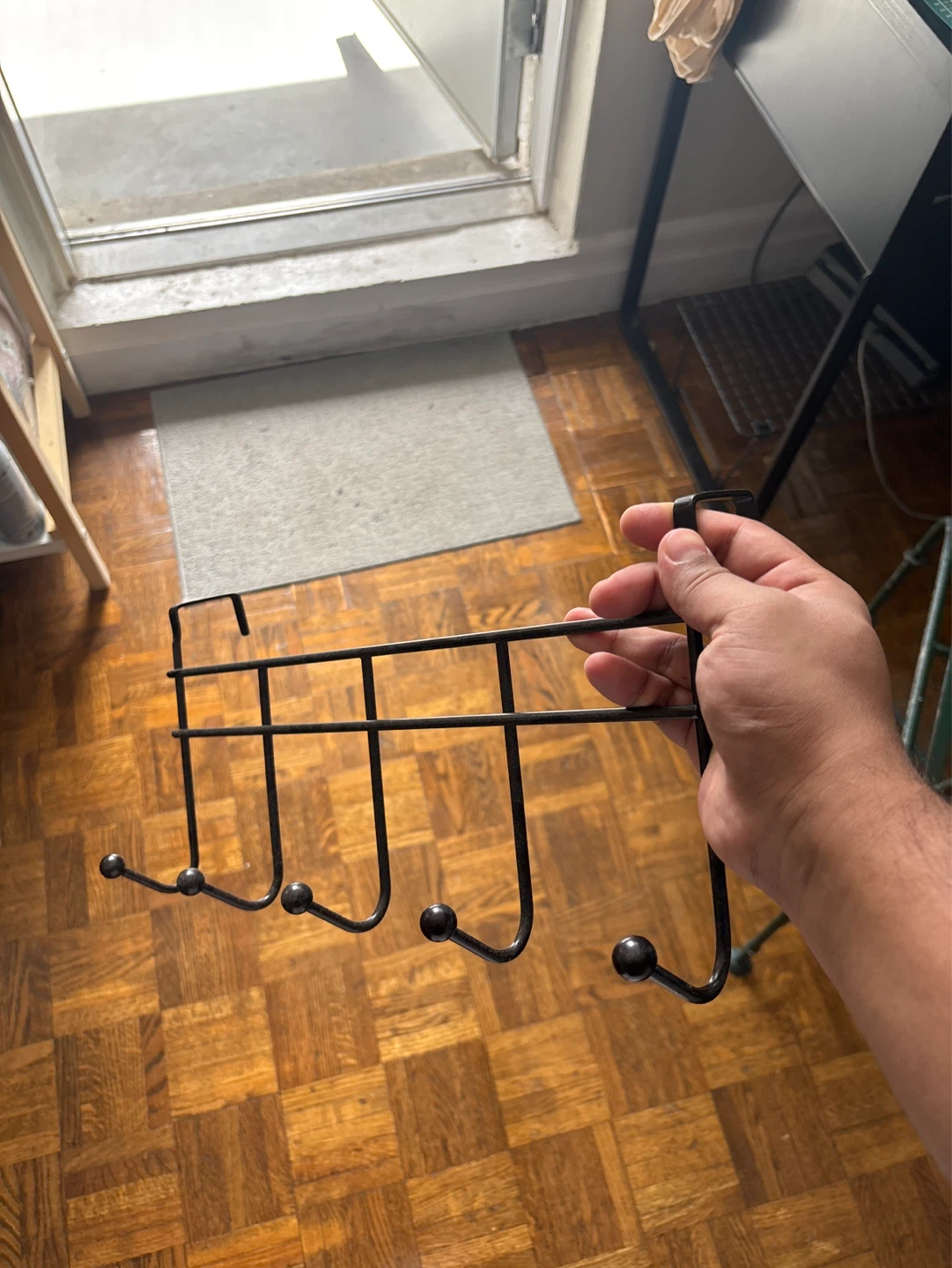 metal rack with 5 hooks