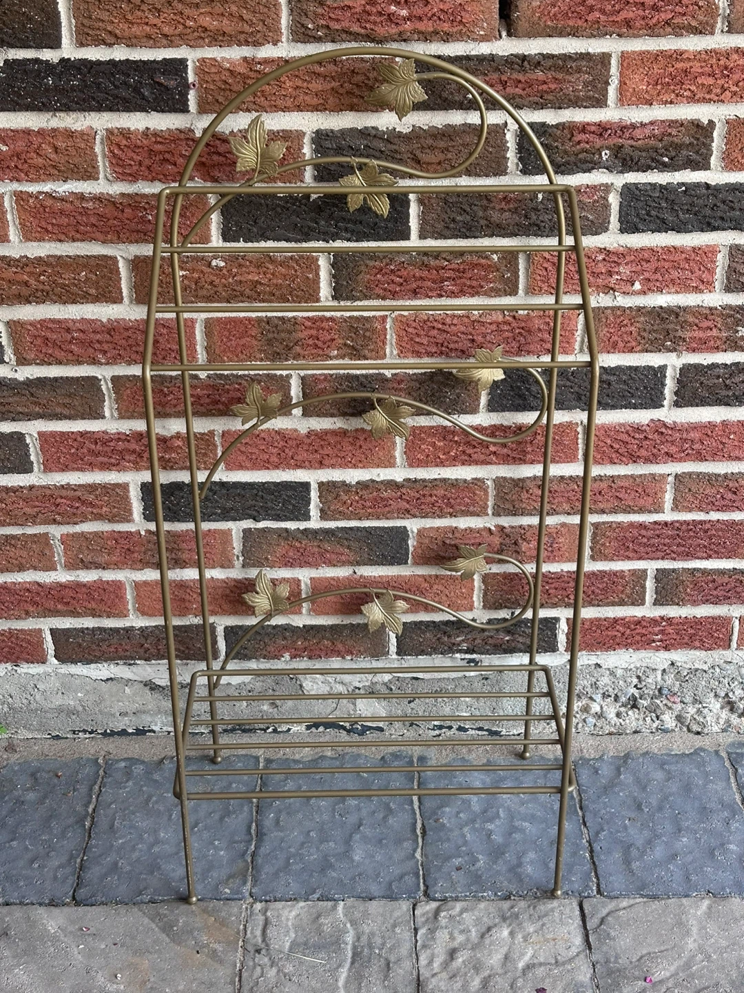 Gold Metal Plant Stand with Leaf Accents - photo 4