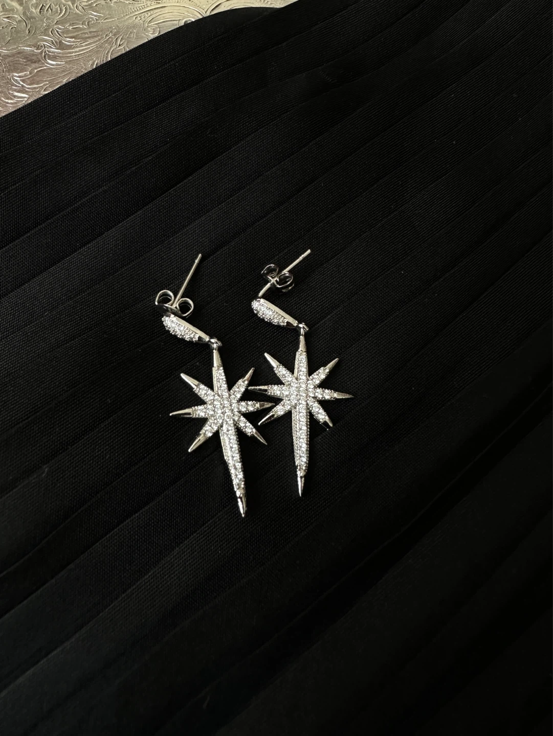 Silver Sparkly Star Dangle Earrings