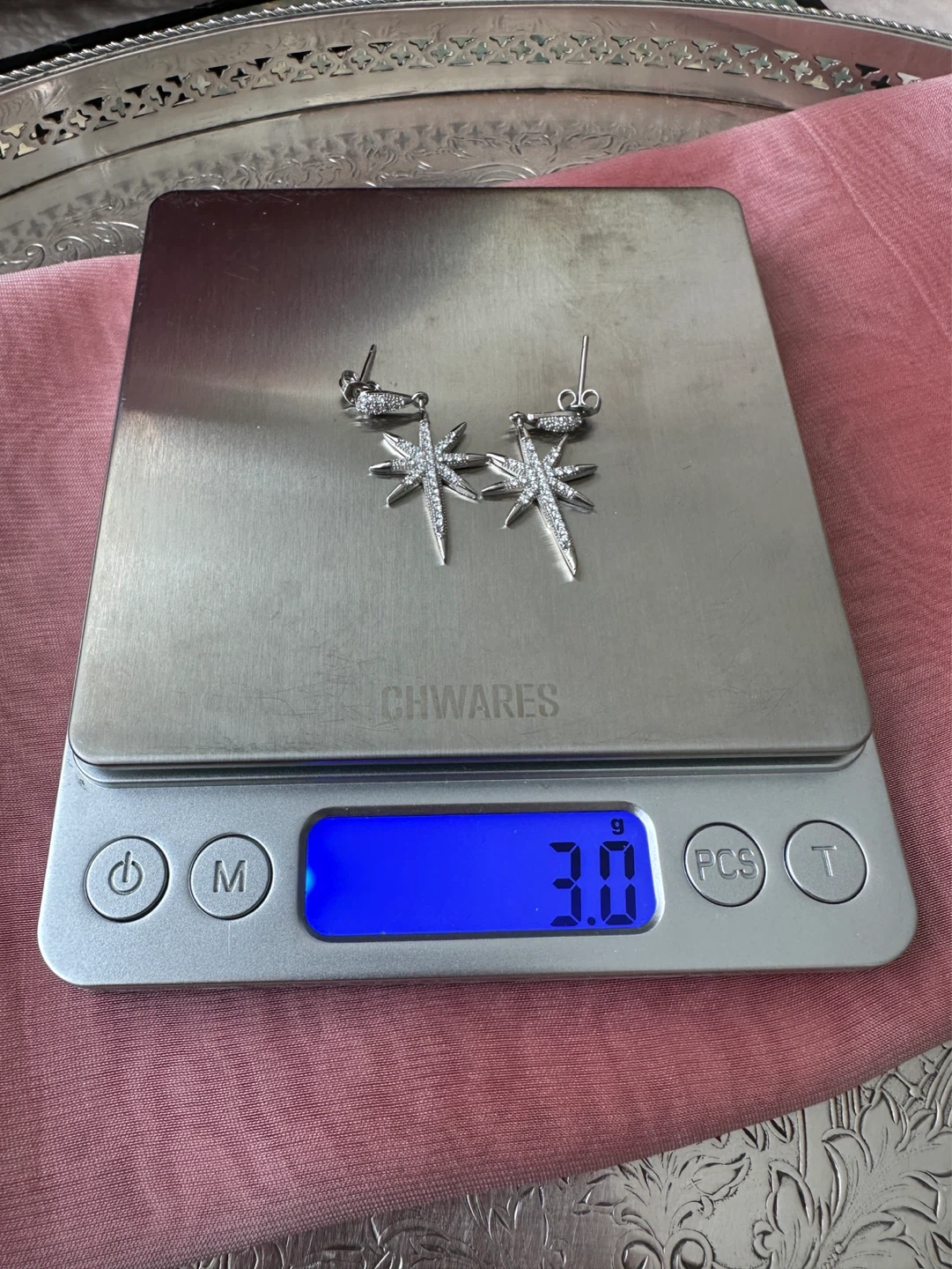 Silver Sparkly Star Dangle Earrings - photo 4
