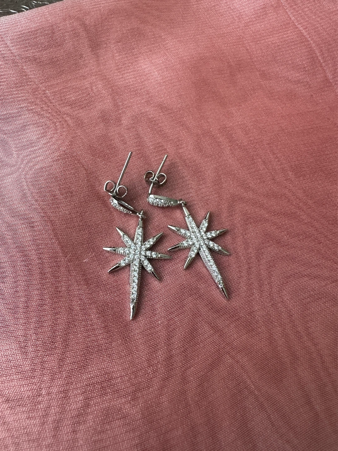 Silver Sparkly Star Dangle Earrings - photo 2