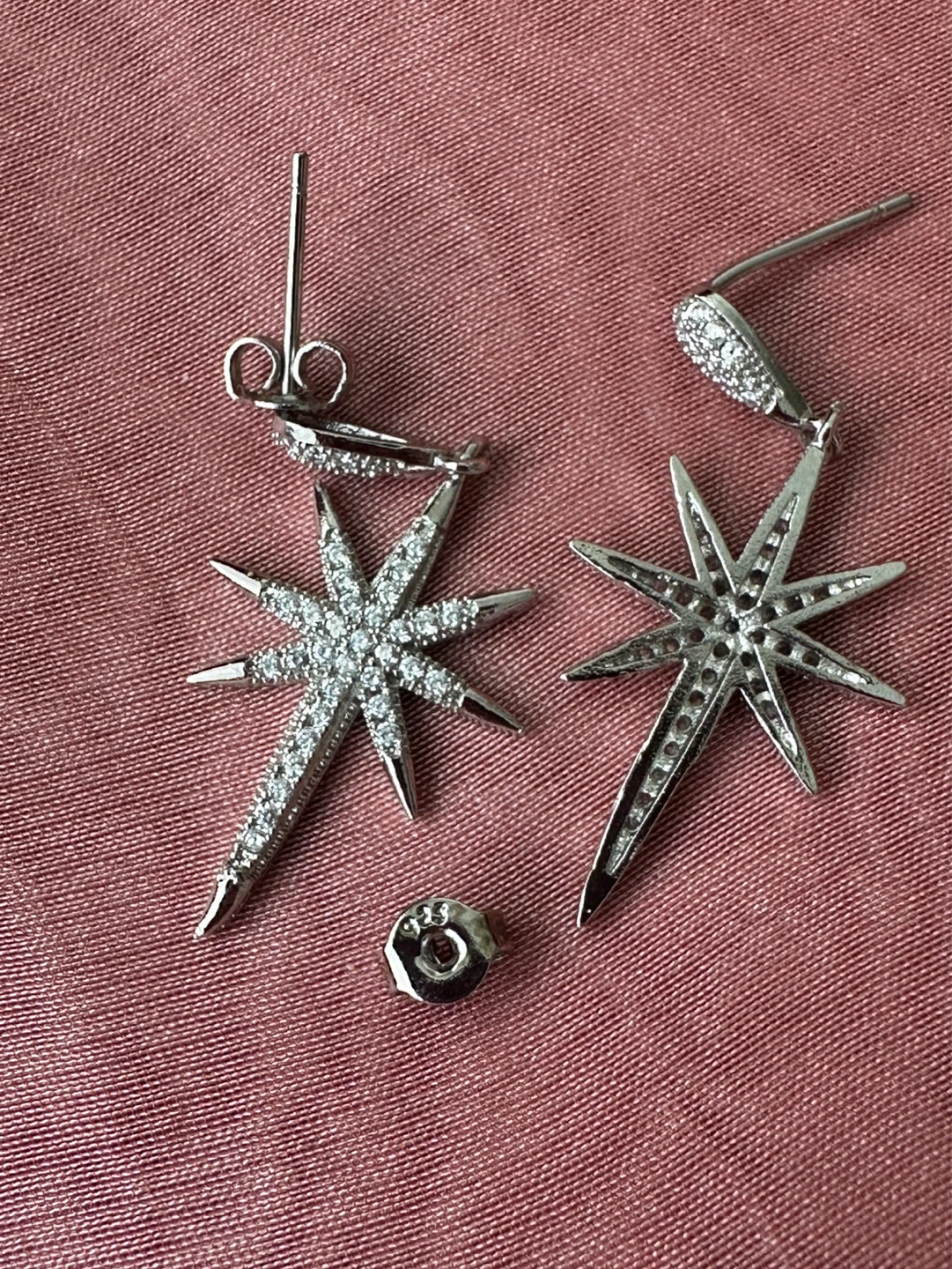 Silver Sparkly Star Dangle Earrings - photo 3