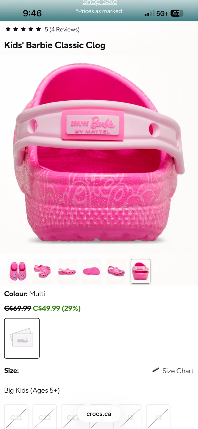 Crocs Kids' Barbie Classic Clog Big Kids Size J5 - photo 2