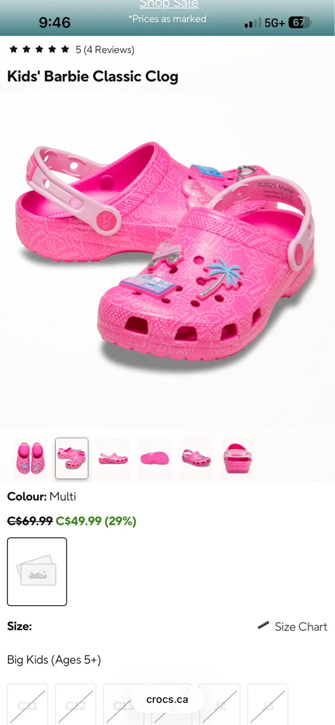Crocs Kids' Barbie Classic Clog Big Kids Size J5 - photo 3