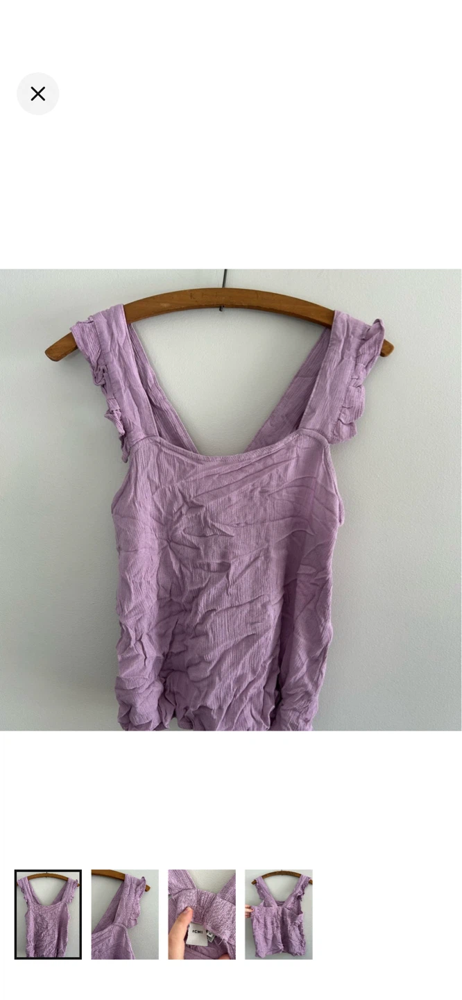 ICHI Purple Crinkle Tank Top - Size M