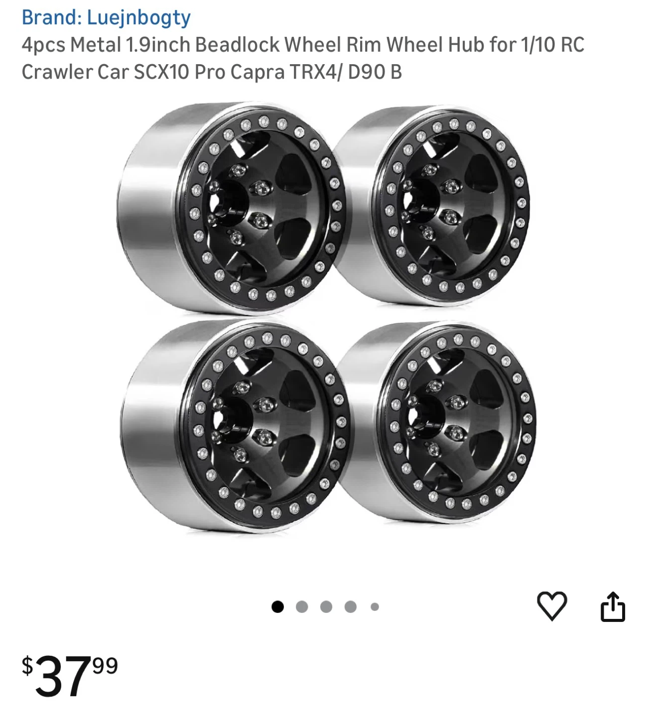 Luejnbogty 4pcs Metal 1.9inch RC Crawler Beadlock Wheels Rims