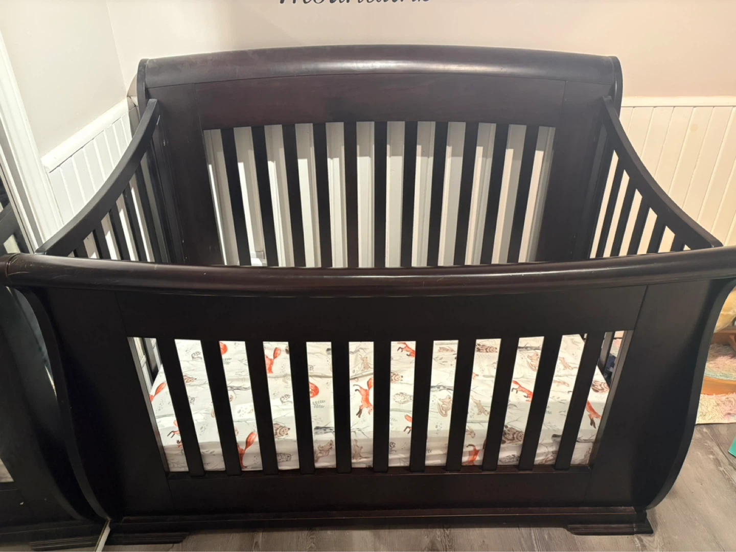 Dark Wood Baby Crib