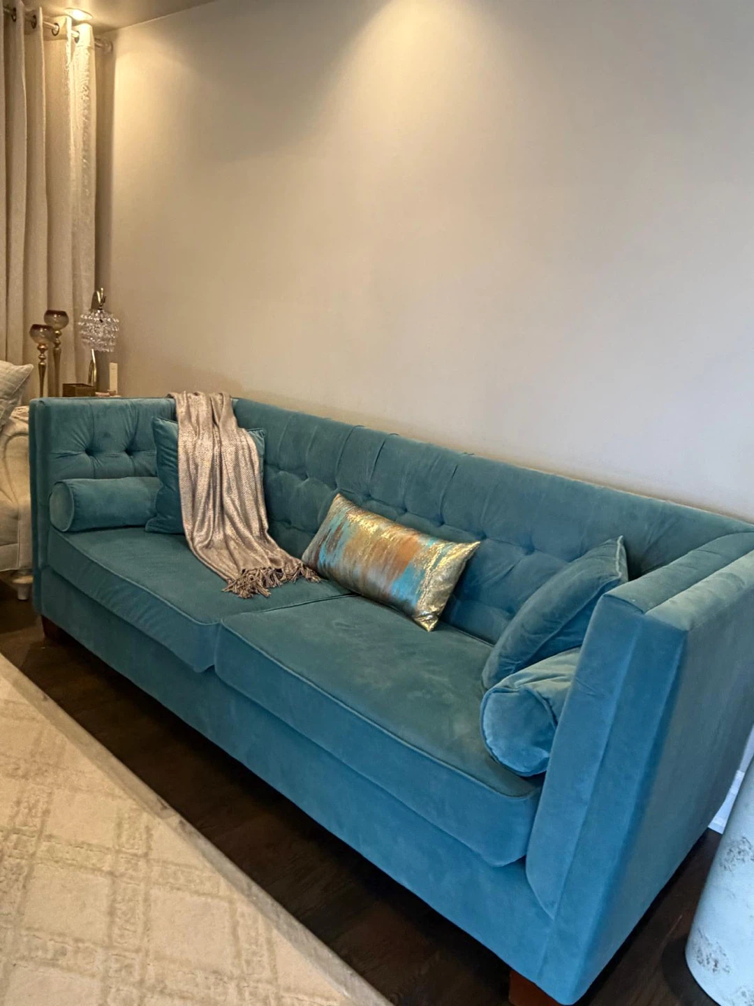 Turquoise Tufted Sofa