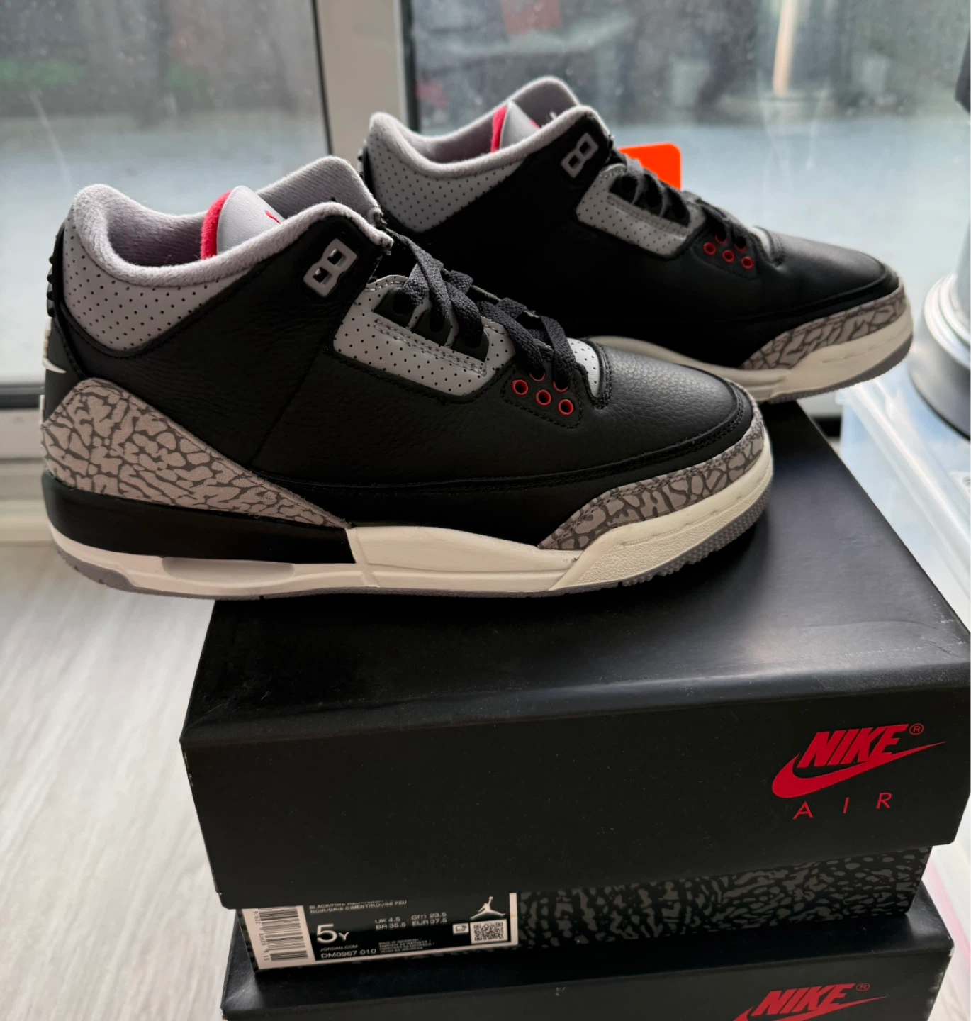 Brand New Air Jordan 3 Black Cement Size 5Y - photo 2