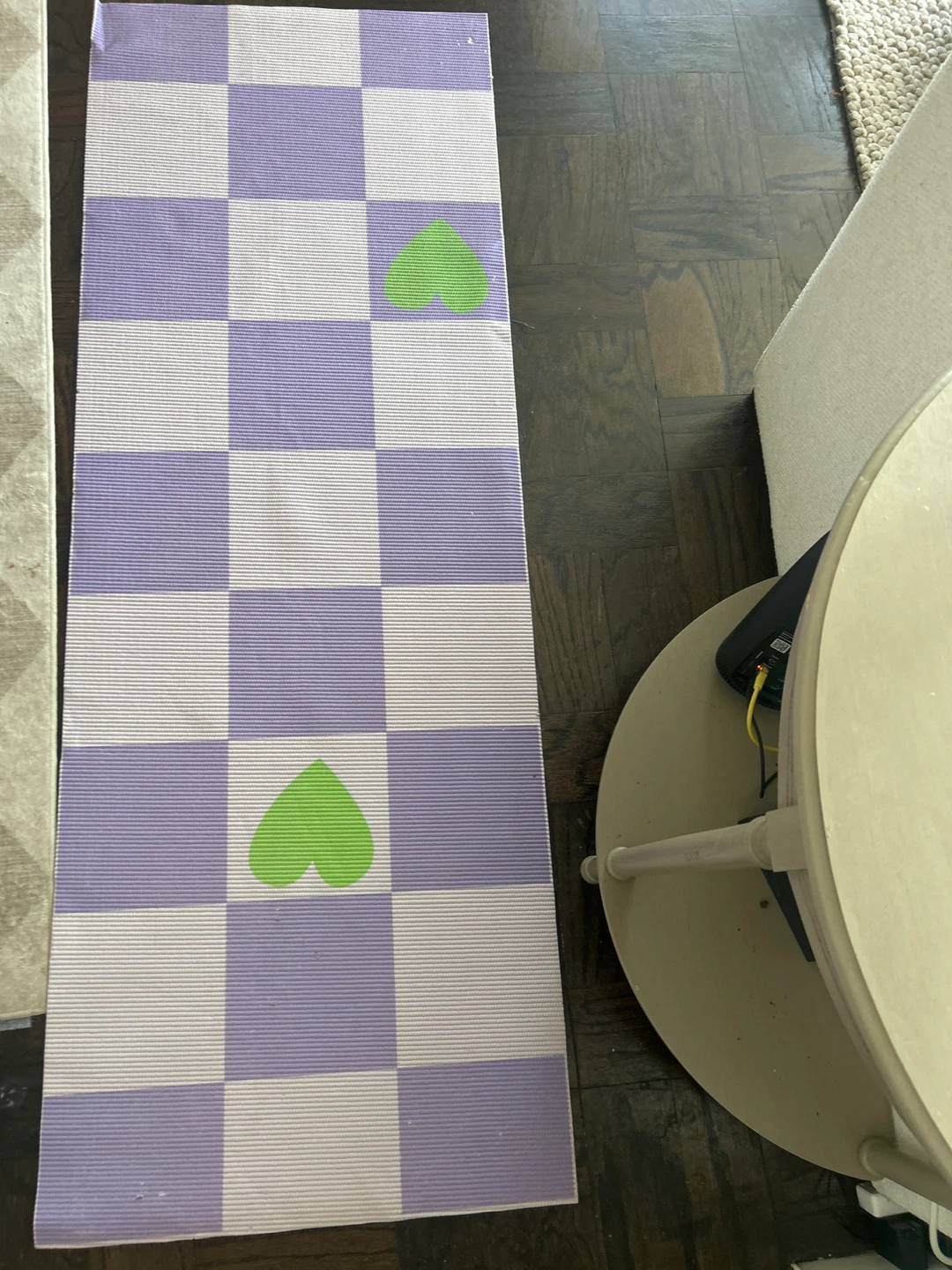 Checkerboard Yoga Mat with Hearts