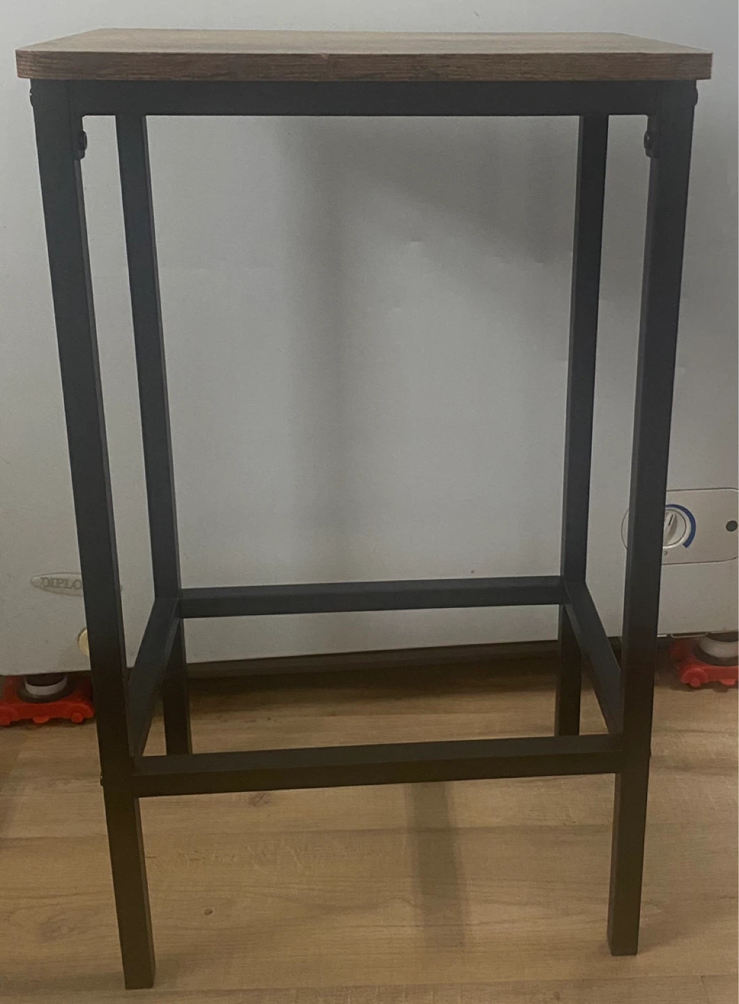 Industrial Style Bar Stool with Wooden Top