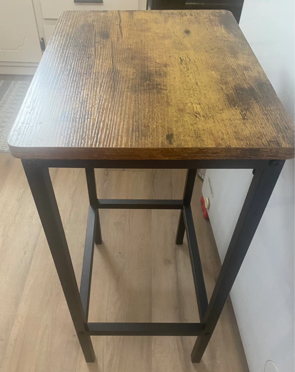 Industrial Style Bar Stool with Wooden Top - photo 2