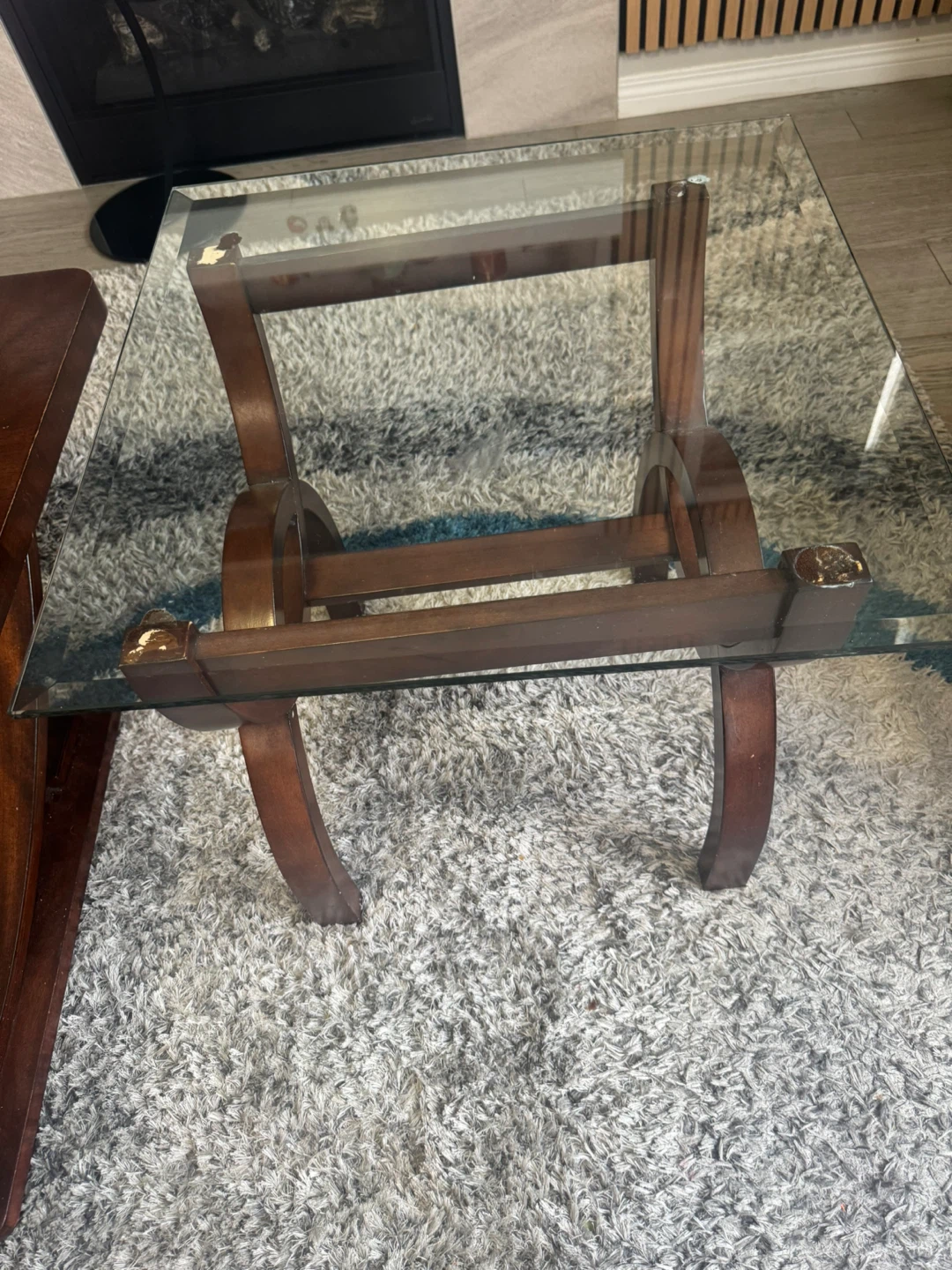 Wooden Coffee Table with Glass Top - photo 3